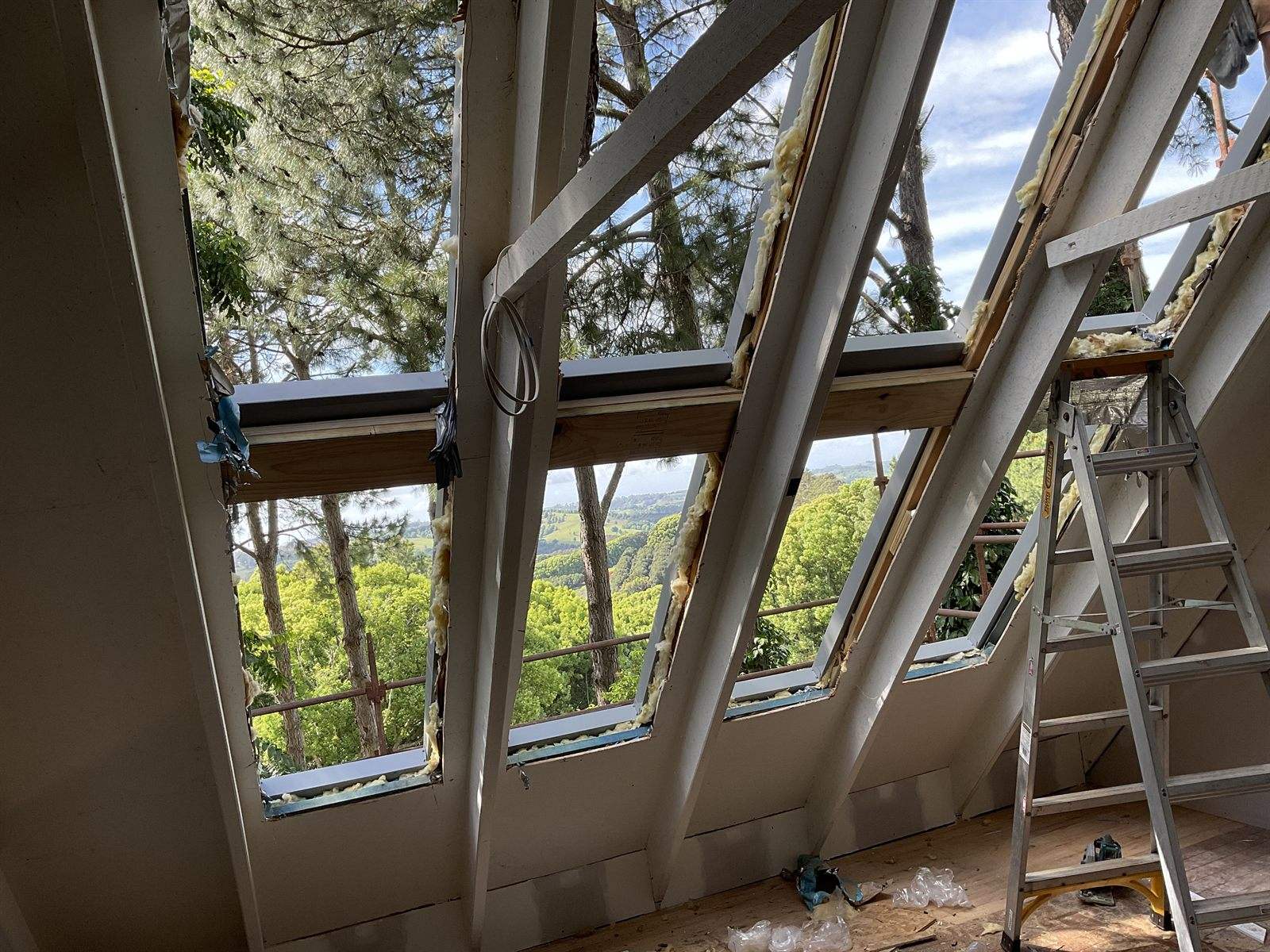 Timber framing of a new skylight opening in a Northern Rivers roof